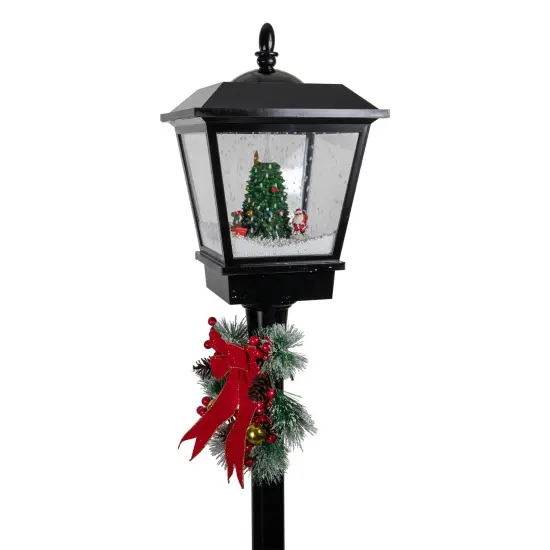 Northlight 70.75" Lighted Musical Snowing Santa and Friends Christmas Street Lamp Black {5}