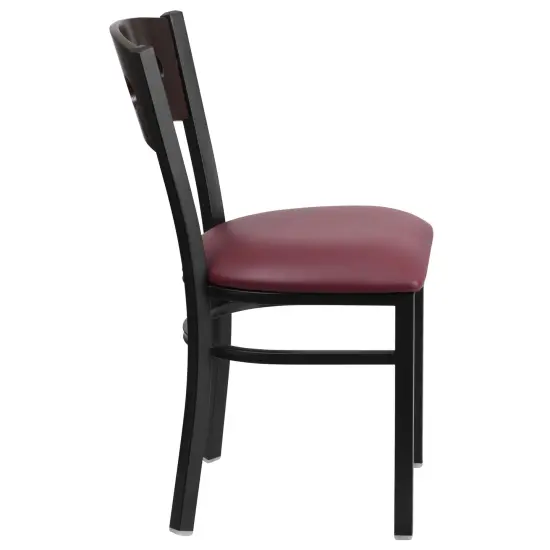 Emma and Oliver Decorative 3 Circle Back Metal Restaurant Dining Chair Walnut/BlackVY/Black {9}