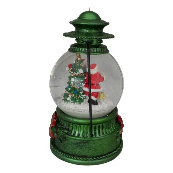 Northlight 8" Santa Claus and Kids By Christmas Tree Lantern Snow Globe Green {4}
