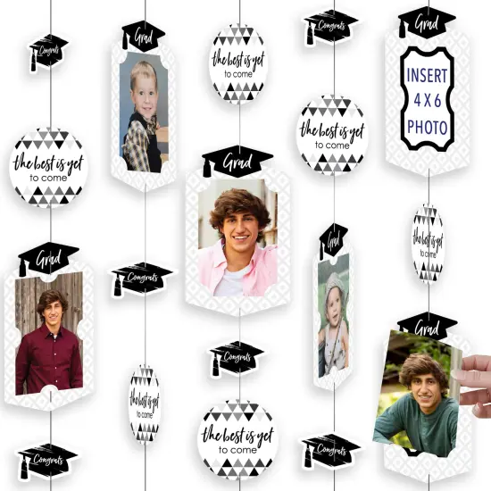 Big Dot of Happiness Black and White Graduation Party Vertical Photo Garland 35 Pieces {1}