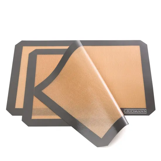 GRIDMANN Pro Silicone Baking Mat - Set of 2 Non-Stick Half Sheet (16-1/2" x 11-5/8") Food Safe Tray Pan Liners {2}