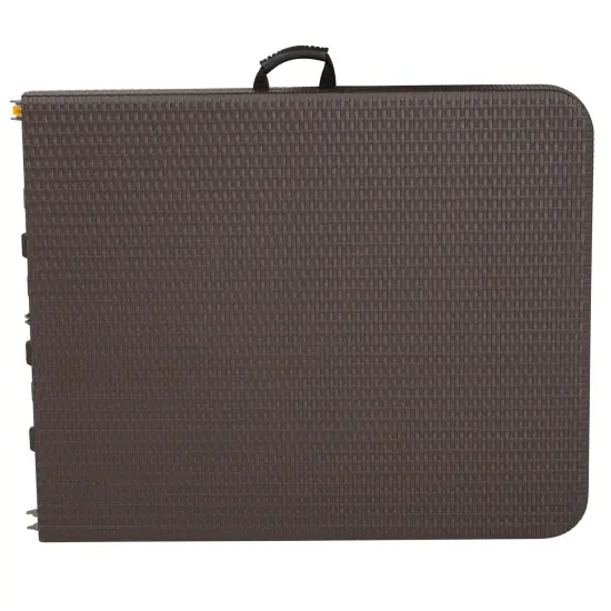 Emma and Oliver 6-Foot Bi-Fold Rattan Plastic Folding Table Brown {4}