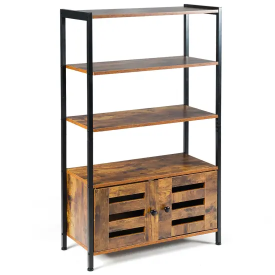 Costway Industrial Storage Cabinet Bookshelf Bookcase Bathroom Floor Cabinet W/3 Shelves {1}