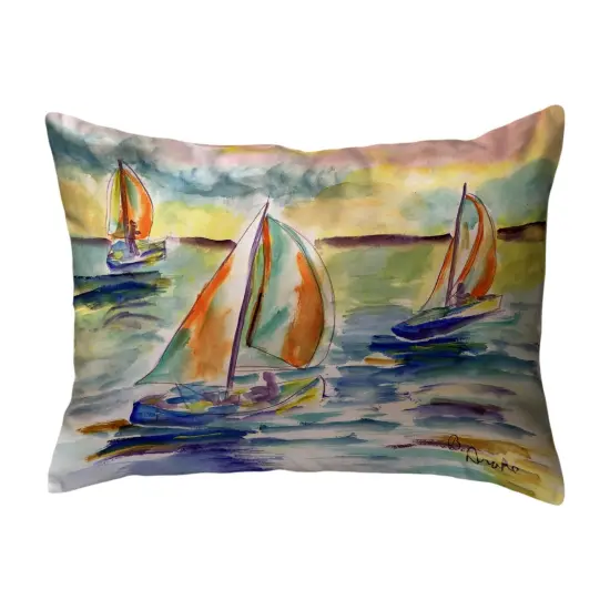 Betsy Drake Sail Race Large Noncorded Pillow 16x20 Multicolor {1}