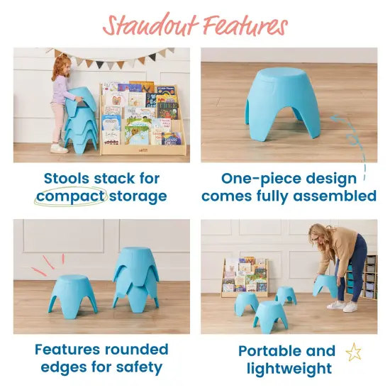 Ayana Stool Set, Flexible Seating, 4-Pack Cyan {5}