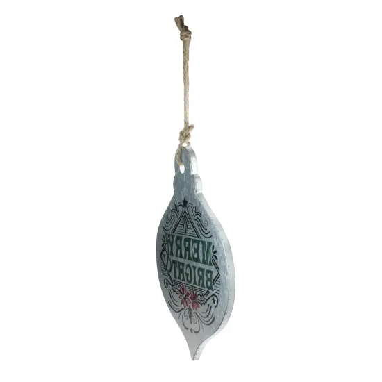 Midwest 20" Silver and Green 'Merry Bright' Onion Christmas Wall Hanging Ornament {4}