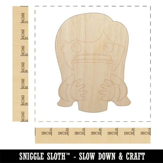 Latte Girl Coffee Unfinished Wood Shape Piece Cutout for DIY Craft Projects {1}
