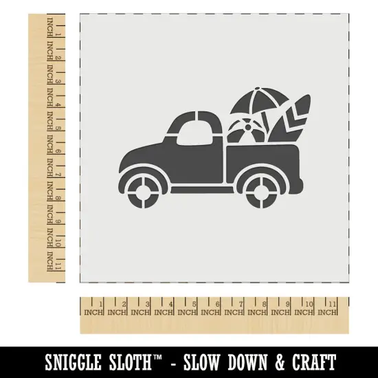 Cute Truck Summer with Surfboard Beach Ball Umbrella Wall Cookie DIY Craft Reusable Stencil {1}