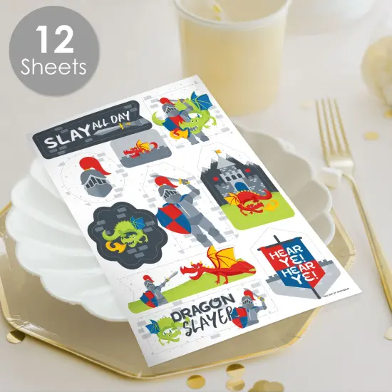 Big Dot of Happiness Calling All Knights and Dragons - Medieval Party or Birthday Party Favor Sticker Set - 12 Sheets - 120 Stickers {3}