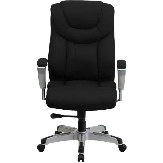 Emma and Oliver 400 lb. Big & Tall High Back Ergonomic Office Chair, Silver Adjustable Arms Black LeatherSoft {8}