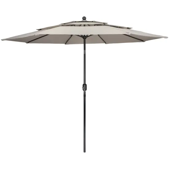 Northlight 9.75ft Outdoor Patio Market Umbrella with Hand Crank and Tilt, Beige {1}