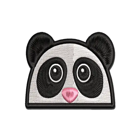 Peeking Panda Multi-Color Embroidered Iron-On or Hook & Loop Patch Applique {1}