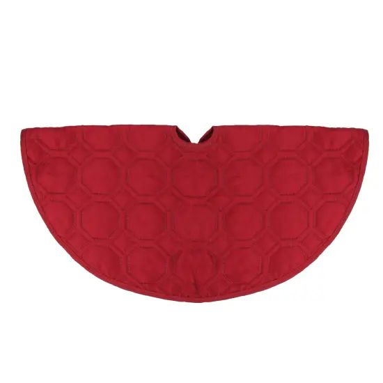 Northlight Solid Quilted Hexagon Pattern Christmas Tree Skirt - 18" - Red {1}