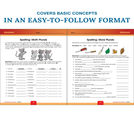 Carson Dellosa Comprehensive Curriculum of Basic Skills 5th Grade Workbooks All Subjects, Reading Comprehension, Language Arts, Grammar, Math, and Writing Practice, Classroom or Homeschool Curriculum {4}