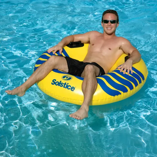 Swim Central Inflatable River Rough Swimming Pool Ring Tube with Handles - 48" Yellow {4}