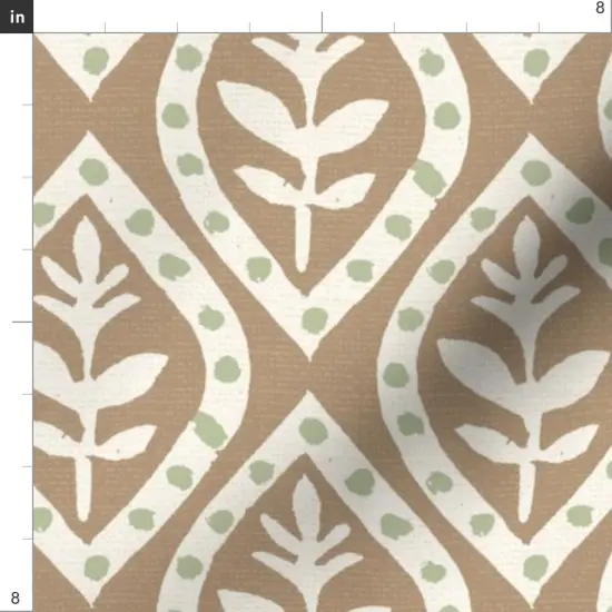 Various Fabrics by the Yard or Fat Quarter Floral Ogee Leaf Dots Botanical Traditional Block Print Grandmillenial Custom Printed Fabric by Spoonflower {4}