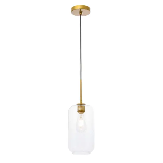 Collier 1 light Brass and Clear glass pendant {1}