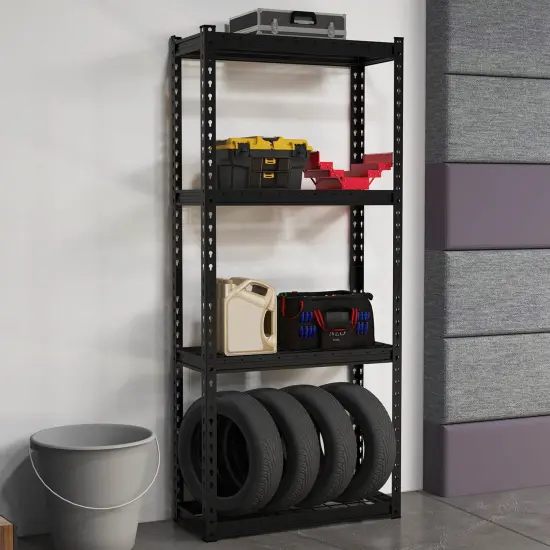 Costway 1/2/3/4 PCS 4-Tier Metal Shelving Unit Heavy Duty Wire Storage Rack with Anti-slip Foot Pads Black {4}