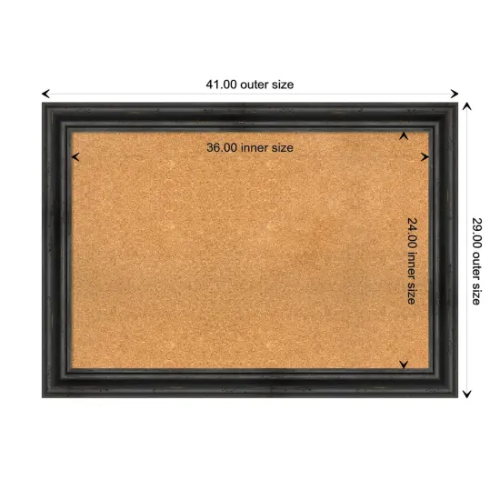 Rustic Pine Wood Framed Corkboard, Natural Cork Rustic Pine Black {3}