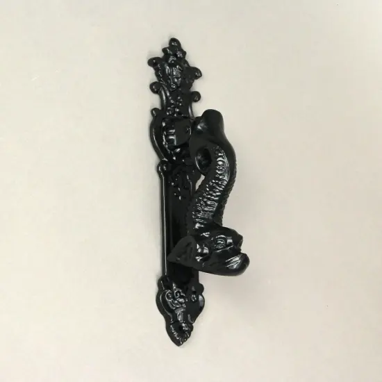 Rustic Black Enamel Cast Iron Roman Dolphin Decorative Door Knocker {5}