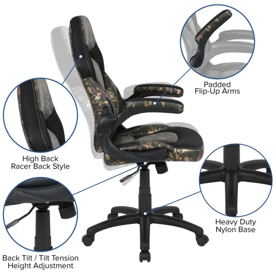 Emma and Oliver Z100 Gaming Chair Racing Office Ergonomic Computer PC Adjustable Swivel Chair Camouflage {2}