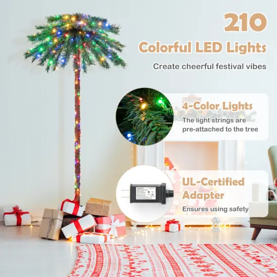 6 Feet Pre-Lit Artificial Tropical Christmas Palm Tree with 210 Multi-Color Lights {5}
