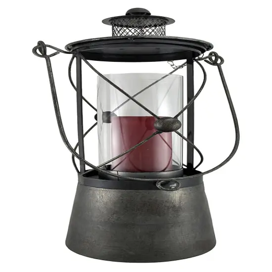 22 Inch Tall Black Metal and Glass Candle Lantern {4}