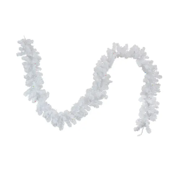 Northlight Pre-Lit Battery Operated White Artificial Christmas Garland - 9' x 10" - LED Multi Lights {1}