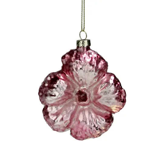 Northlight 3.5" Light Pink Glass Flower Christmas Ornament {1}