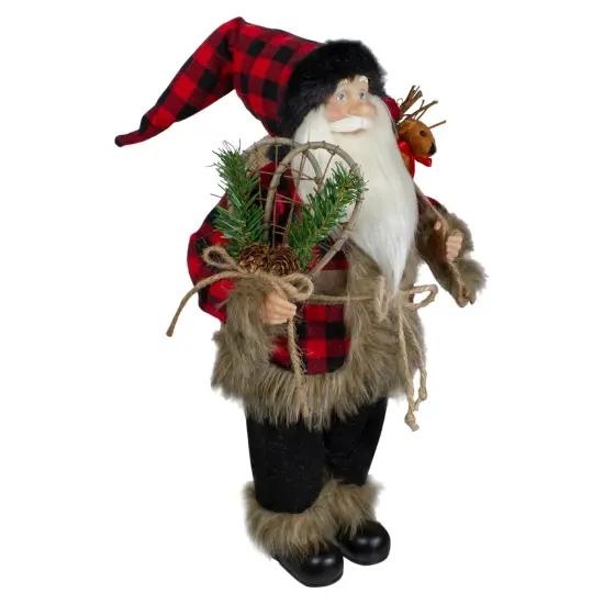 Northlight Standing Santa Christmas Figure with Snow Shoes and Bear - 18" Red {5}