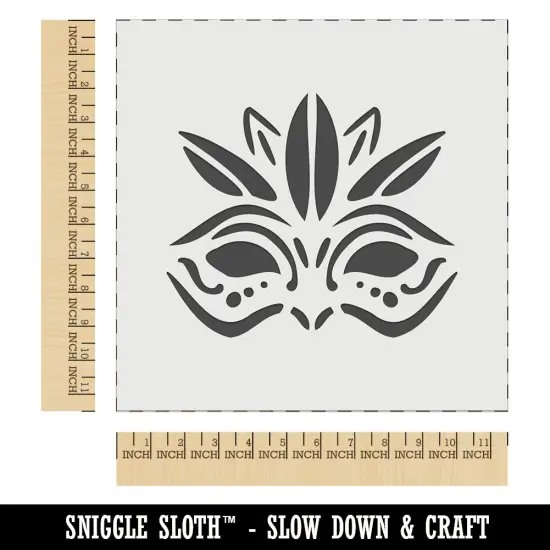 Mardi Gras Feather Party Mask Wall Cookie DIY Craft Reusable Stencil {1}