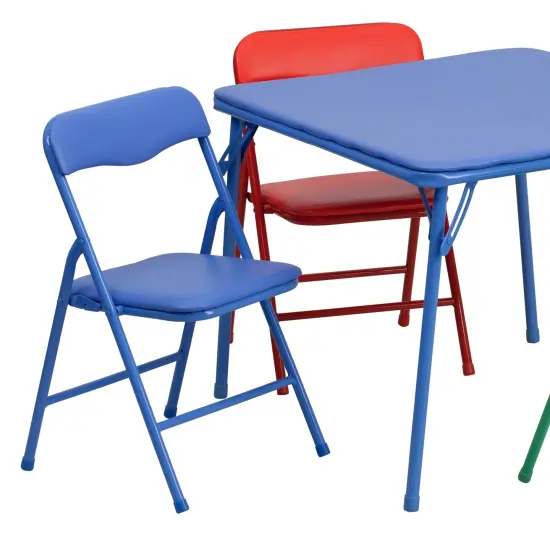 Emma and Oliver Kids 5 Piece Folding Table and Chair Set - Kids Activity Table Set {5}