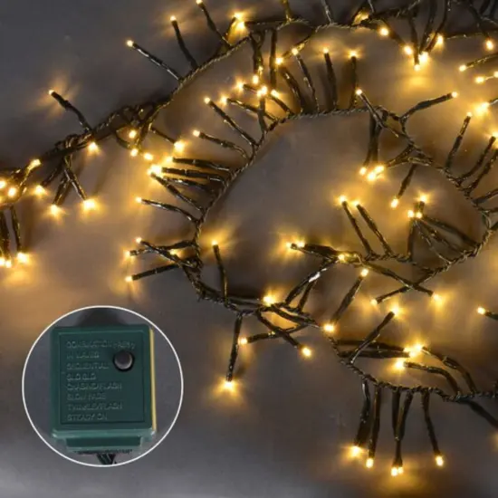 Hofert Multi-Function LED M5 Mini Christmas Lights - Warm White - 20.5' Green Wire - 200ct {3}