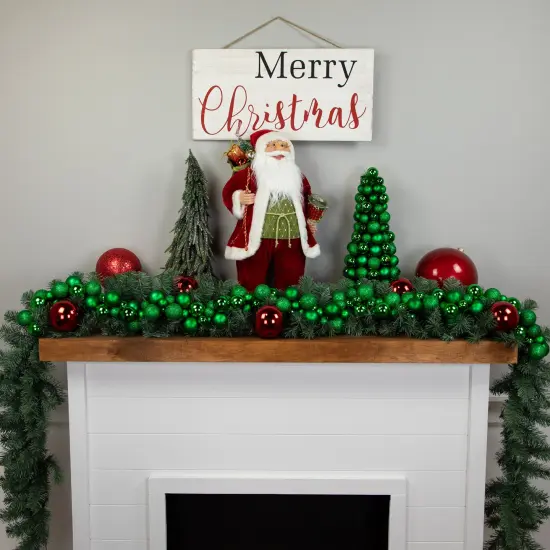 Northlight 3-Finish Shatterproof Ball Christmas Tree with Tinsel - 15.75" - Green {3}