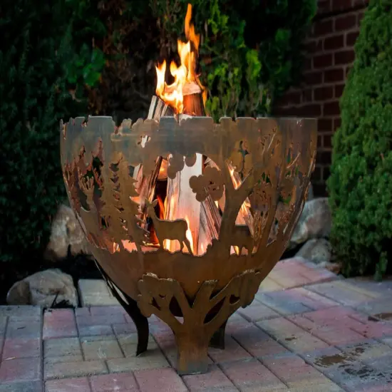 Esschert Design 32" Bronze and Black Wildlife Themed Outdoor Fire Bowl - Extra Large {3}
