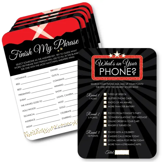 Big Dot of Happiness Red Carpet - 2-in-1 Movie Night Party Cards - Activity Duo Games - Set of 20 {1}