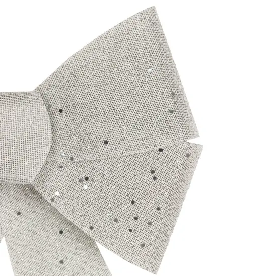 Northlight 16" LED Lighted Silver Burlap Bow Christmas Decoration with Color Changing Lights {5}