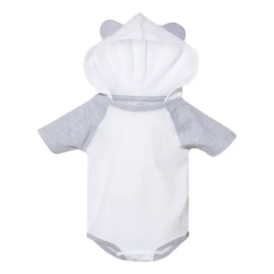 Rabbit Skins&reg; Fine Jersey Infant Short Sleeve Raglan Bodysuit with Hood & Ears Blended White {1}