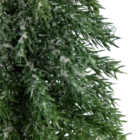 Northlight Frosted Icy Pine Tree with Jute Base Christmas Tree - 14" - Unlit Green {7}