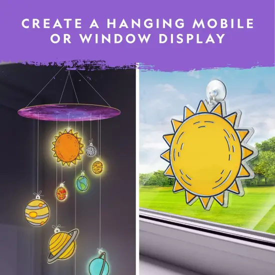 Kids Window Art Kit - Stained Glass Solar System Arts & Crafts Kit with Glow in The Dark Planets, Use as Window Suncatchers, Hanging Decor from Ceiling, Mobile, Space Room D&eacute;cor {5}
