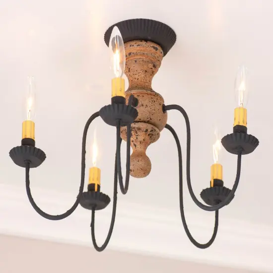 Irvin's Country Tinware Thorndale Ceiling Light in Hartford Black over Red {4}