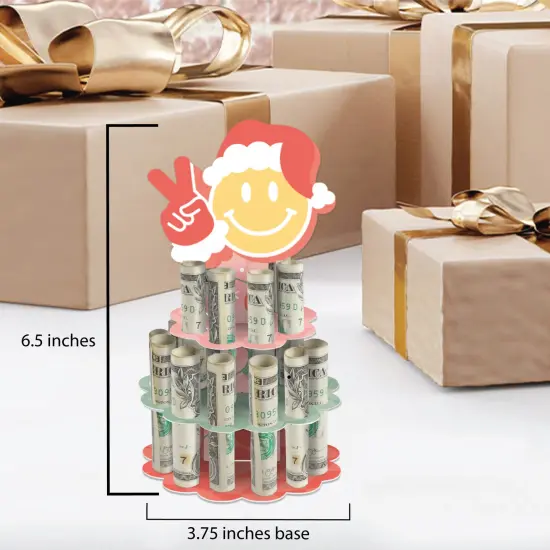 Big Dot of Happiness Groovy Christmas - DIY Pastel Holiday Party Money Holder Gift - Cash Cake {7}