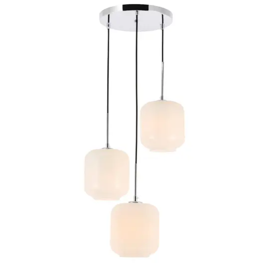Collier 3 light Chrome and Frosted white glass pendant {1}