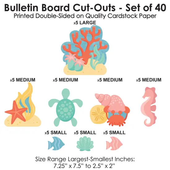 Big Dot of Happiness Ocean Creatures - DIY Classroom Decorations - Bulletin Board Cut-Outs - Set of 40 {4}