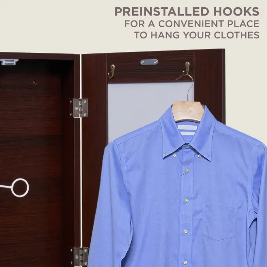 Ivation Foldable Ironing Board Cabinet, Wall-Mount With Mirror Walnut Brown {4}