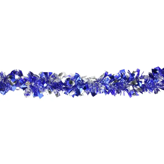 Northlight Boa Wide Cut Tinsel Christmas Garland - 12' x 4" - Lavish Blue and Silver - Unlit {3}