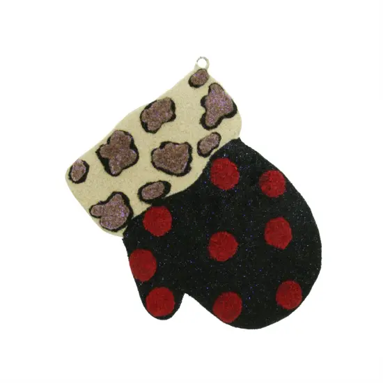 Gallerie II 4" Eclectic Leopard Print and Polka Dot Mitten Christmas Ornament Brown {1}