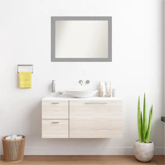 Brushed Nickel Non-Beveled Custom Framed Bathroom Vanity Wall Mirror {2}