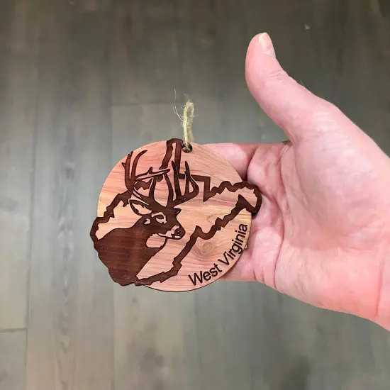 West Virgina Deer Hunter - Cedar Ornament {4}