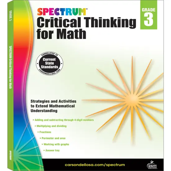 Spectrum Grade 3 Critical Thinking for Math Workbook, Addition and Subtraction With Up to 4 Digit Numbers, Multiplication, Division, Fractions, and More Mathematics, Classroom or Homeschool Curriculum {1}